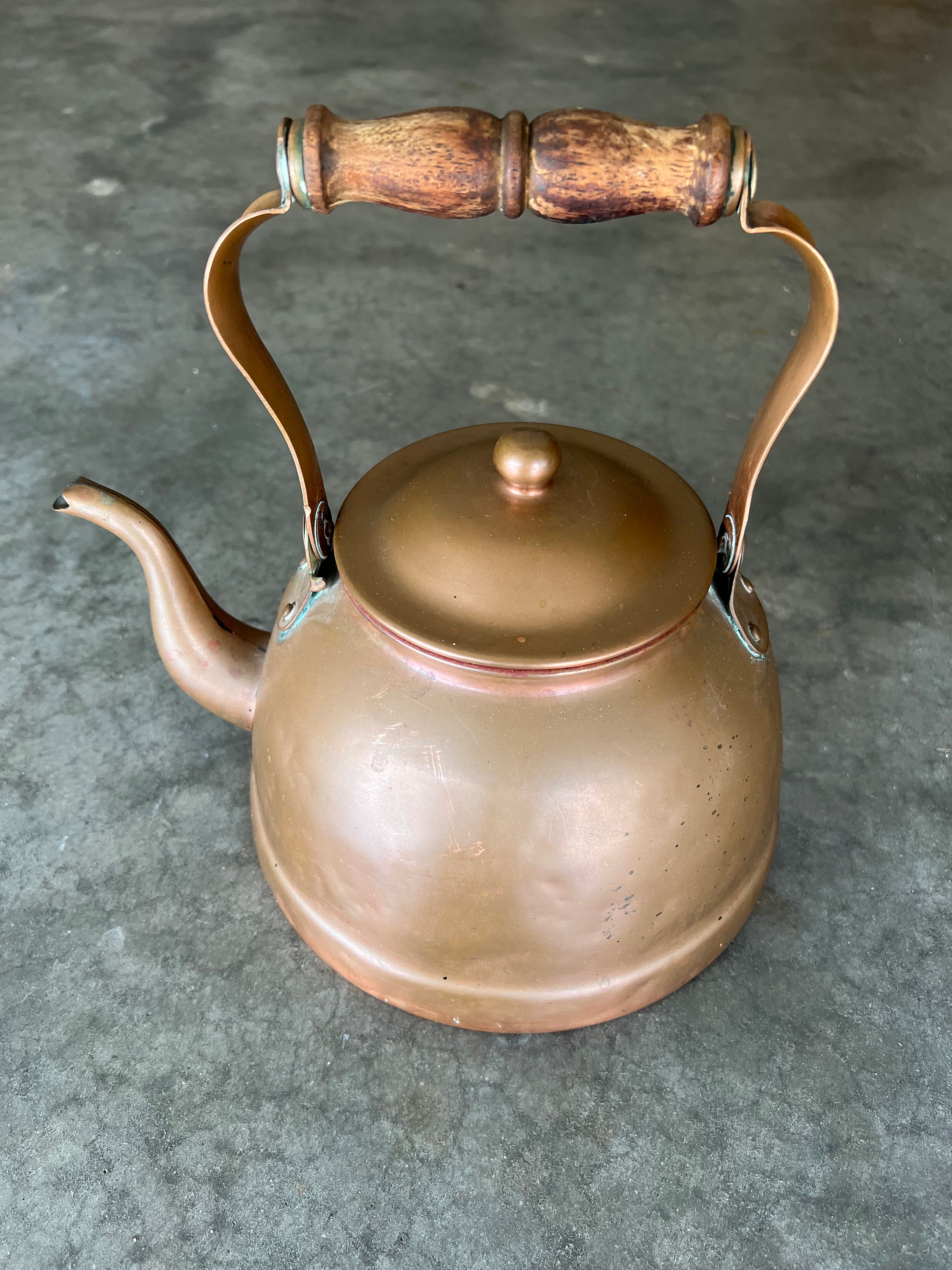 Vintage TAGUS Portugal Copper Teapot: Swan Spout, Wooden Handle - Etsy