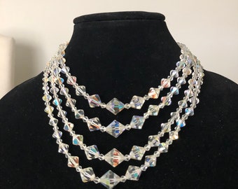 Art Deco  Cut Crystal Heavy Necklace 18 Inch Faceted Crystal Necklace April Birthstone Healing Gemstones Valentine’s Day Mother’s Day Gifts