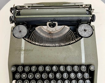 Vintage typemachine L C Smith & Corona Zephyr Deluxe handmatige typemachine klein draagbaar met metalen draagtas