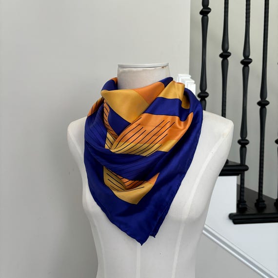 Hand Printed Silk Scarf: Art Deco Bold Stripes, 34