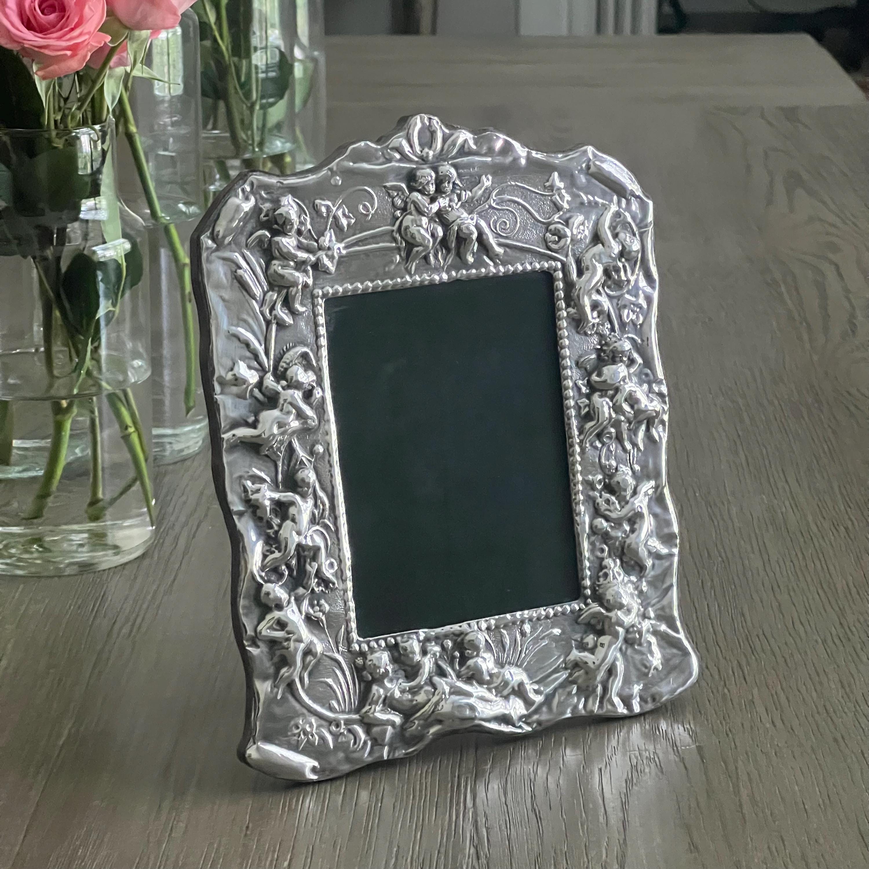 ヴィンテージ シルバー925 フォトフレーム sterling silver Vintage Sterling Silver Cherub Picture Frame: Renaissance Style