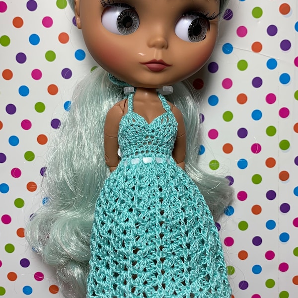 PATRÓN para Vestido Halter a Crochet para Muñeca Blythe