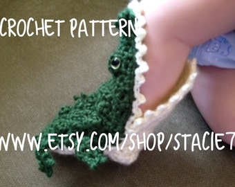 PATTERN for Crocheted Alligator Socks Baby Child and Adult Sizes
