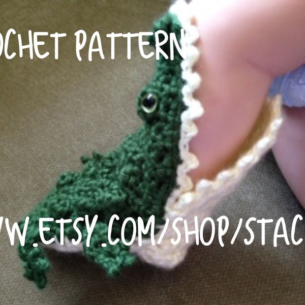 PATTERN for crocheted Alligator Socks- Baby, Child, and Adult Sizes