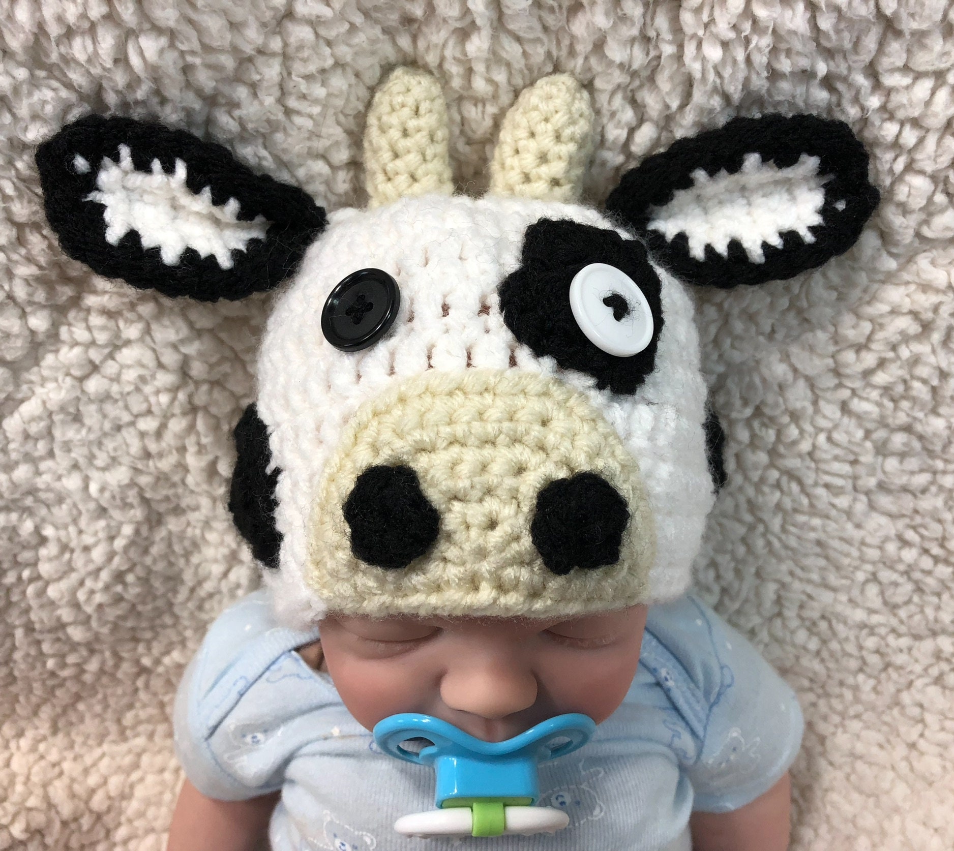 Infant Crocheted Cow Hat | Etsy India