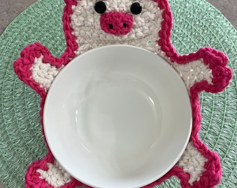 Crocheted Piggy Bowl Cozy *MADE TO ORDER*