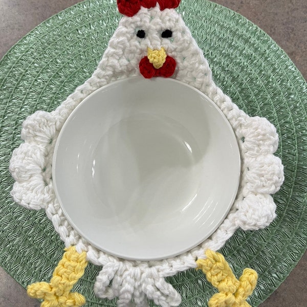 PATRÓN-Tazón de pollo a crochet acogedor