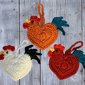 PATTERN for Crochet Rooster Ornaments
