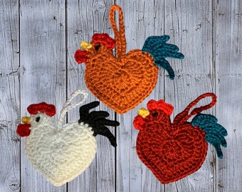 PATTERN for Crochet Rooster Ornaments