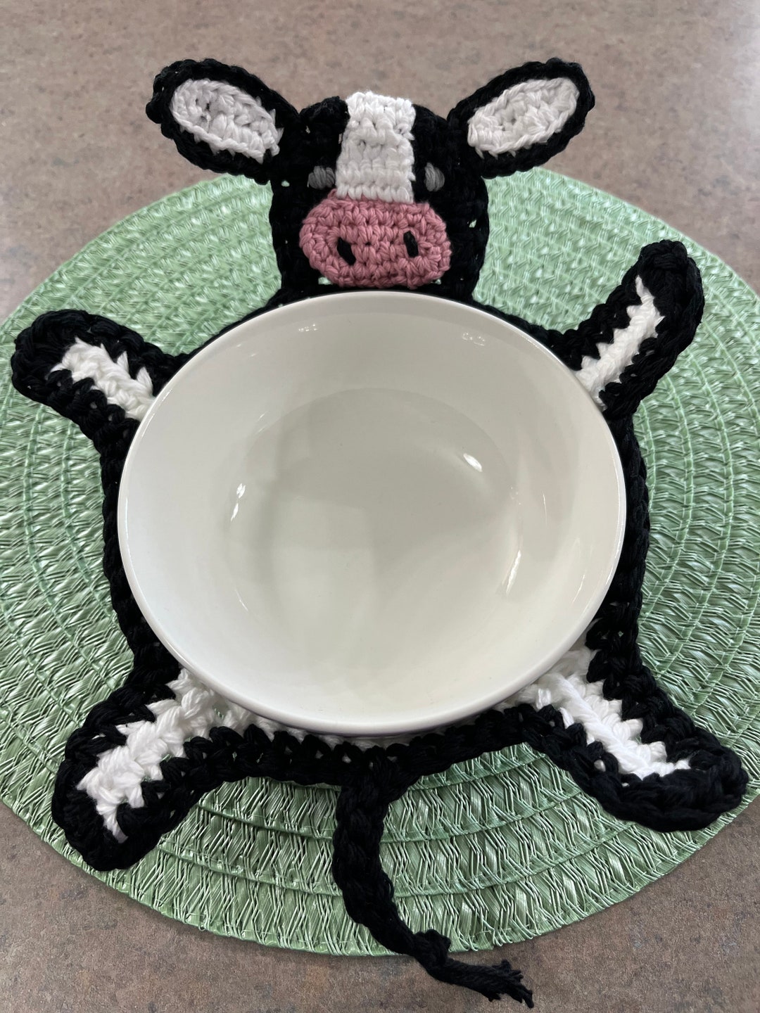 Crocheted Cow Bowl Cozy MADE TO ORDER Etsy