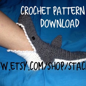 PATTERN for crocheted Shark Socks Baby, Child, and Adult Sizes in ENGLISH only image 2