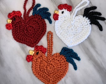 Crocheted Rooster Ornaments-Made to Order