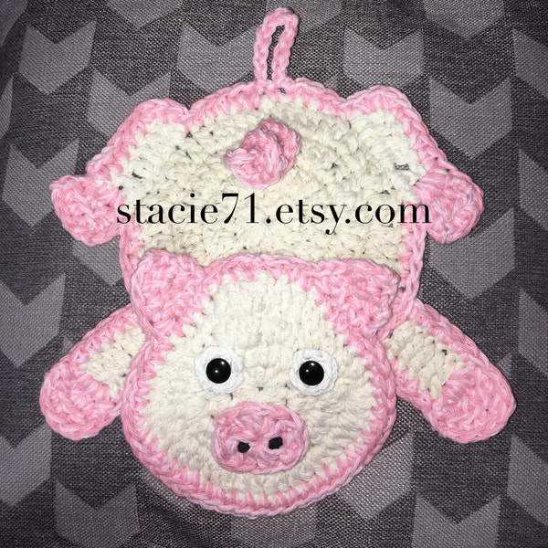 Cache-pot en forme de cochon MOTIF CROCHET