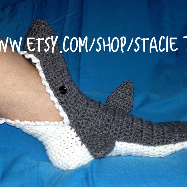 Adult’s Crocheted Shark Slipper Socks **MADE TO ORDER***