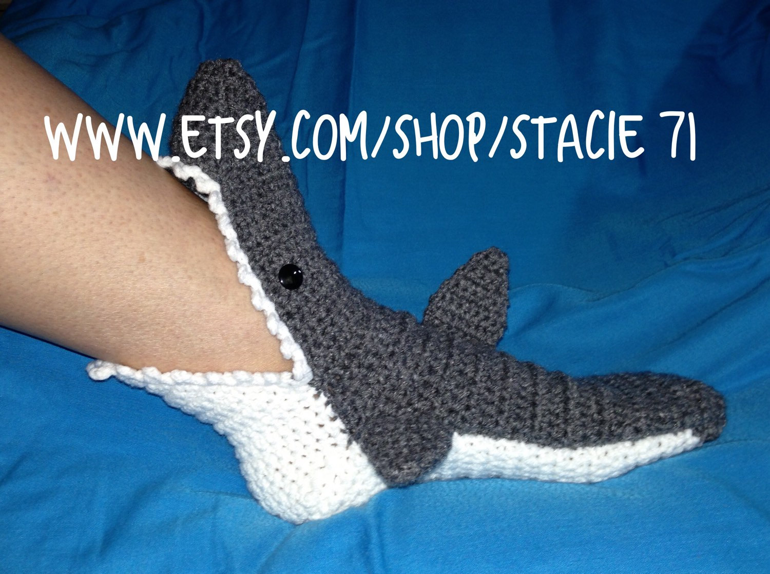 Adult & Child Sizes Fabulous Novelty Unisex Hand Crocheted Shark Socks Clothing Gender-Neutral Adult Clothing Socks & Hosiery 