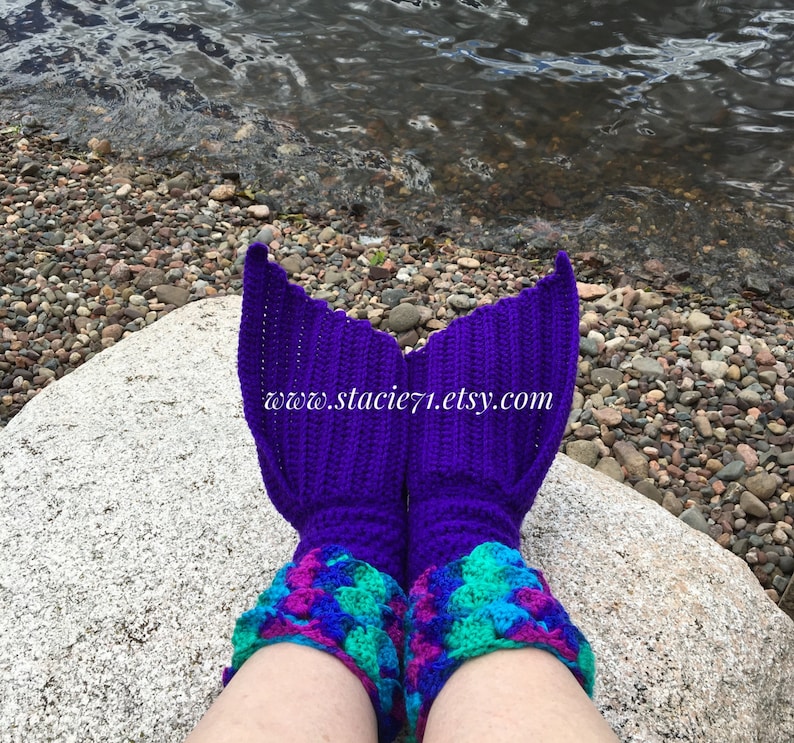 CROCHET PATTERN for Women's/Girl's Mermaid Socks image 4