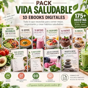 Paket för ett hälsosamt liv | 10 digitala e-böcker | 175+ hälsosamma recept | Sockerfri receptbok