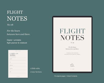 Flight Planner PDF, Airport and Carry-On Checklist, Hyperlinked A4 & US Letter, Flight Notes No 08