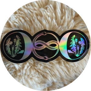 Moondial Alchemy Holographic Sticker 5&quot;x2&quot; Logo Triple Moon