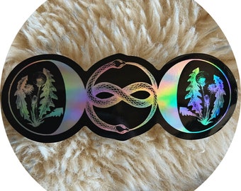 Moondial Alchemy Holographic Sticker 5"x2" Logo Triple Moon