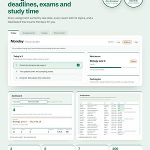 Opdrachtenplanner, studentenplanner-app en Google Sheets-spreadsheet, examen-afteltimer en studietimer (digitale download)