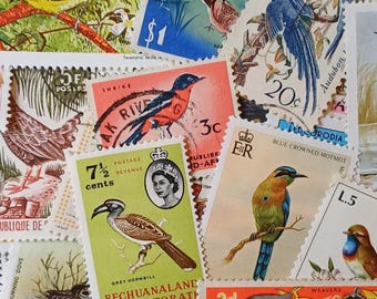 Vintage-Briefmarken mit Vogelmotiven zum Basteln und Sammeln