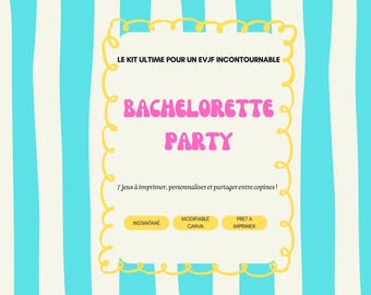 Kit EVJF Jeux et Quiz Imprimable - Bingo, Action Vérité, Défis Enterrement de Vie de Jeune Fille - Animation Mariage modifiable Canva