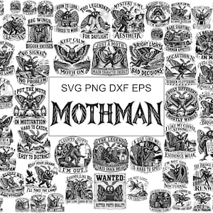 70 lustige Mothman-Zitate im SVG-Format – Kryptenmonster-Humor-Vektor-Cliparts