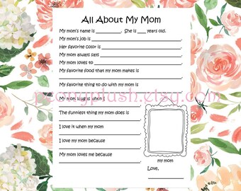 Mother's Day Card From Kids - Funny - I Love My Mom Craft - Personalized Mother's Day Gift -