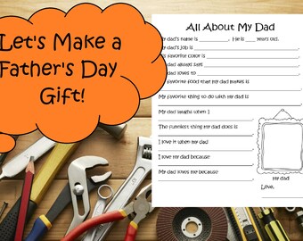 Printable Fathers Day Card from Kids - Gift for Dad - Fathers Day Questionnaire -Fathers Day Funny  - Dad Birthday Card