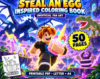 Roblox målarbok "Stjäl ett ägg", 50 utskrivbara sidor, inofficiell fanart