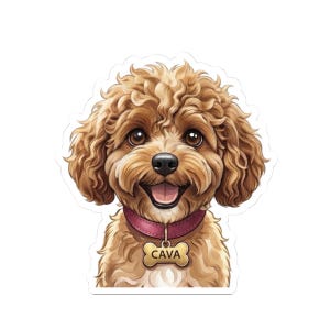 Cute Cavapoo Portrait Sticker Kiss-Cut Stickers | Cava the Doodle Decal