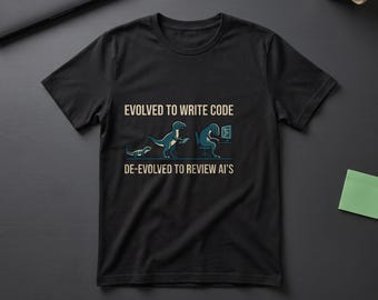 Evolved To Code Devolved To Review Ai Shirt, Funny Programmer Gift, Developer Unisex Tee
