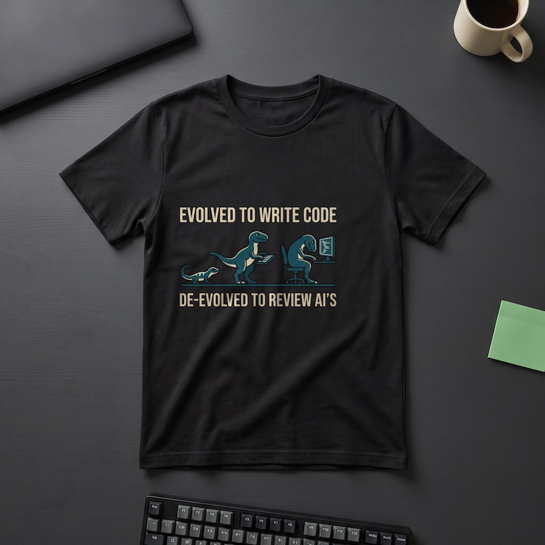 Evolved To Code Devolved To Review Ai Shirt, Funny Programmer Gift, Developer Unisex Tee image 1