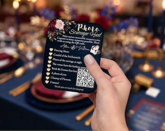 Wedding Scavenger Hunt QR Cards | Guest Photo Sharing Game (4x5)