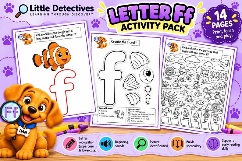 Letter F Worksheets for Kids | Alphabet Recognition, Phonics ...