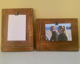 Pale Green /& Beige with Twine Distressed Handmade Picture Frame