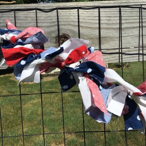 Patriotic American flag red white and blue fabric garland