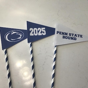 Penn State Bound graduation tailgate party pennants flags props cake toppers. Can be customized!Officially licensed
