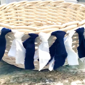 Blue and white mini tiny small fabric garland tier trays cake topper