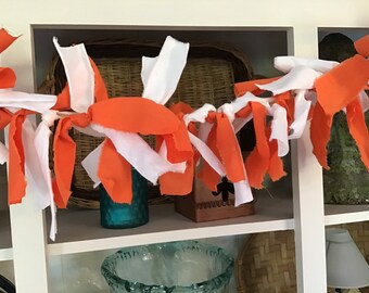 Orange and white hand tied rag garland Tennessee licensed