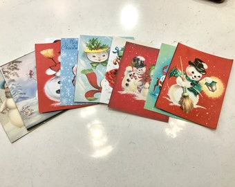 Vintage inspired Christmas snowmen planner cards gift tags