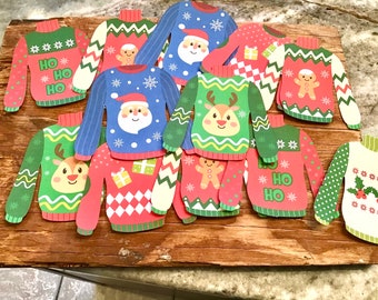 Ugly Christmas sweater gift tags die cuts