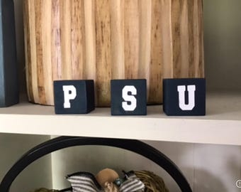 PSU Penn State University chunky 1” wooden blocks shelf sitter. Officially licensed