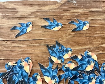 Spring Summer  cute tiny bluebirds  cut outs confetti