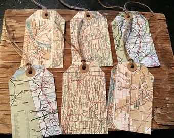 Vintage map tags