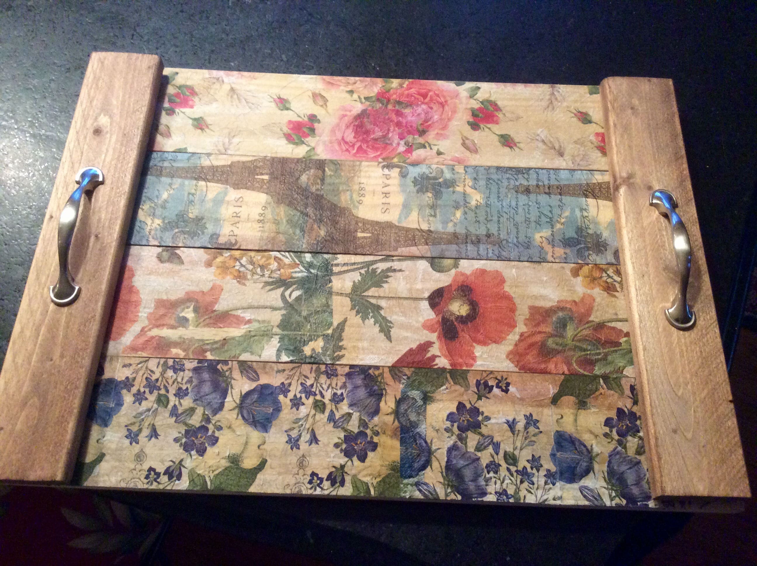 Rustic decoupaged wood serving tray custom kit diy Etsy