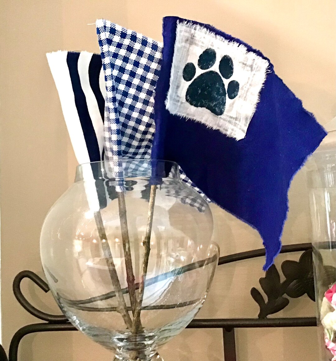 Blue and White Penn State Paw Print Rustic Boho Flags. Officially Licensed - Etsy