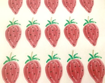 Strawberries or oranges hand painted stickers