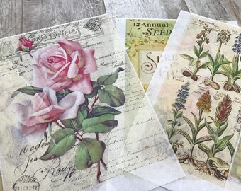 Printed images on tissue paper decoupage crafting ephemera